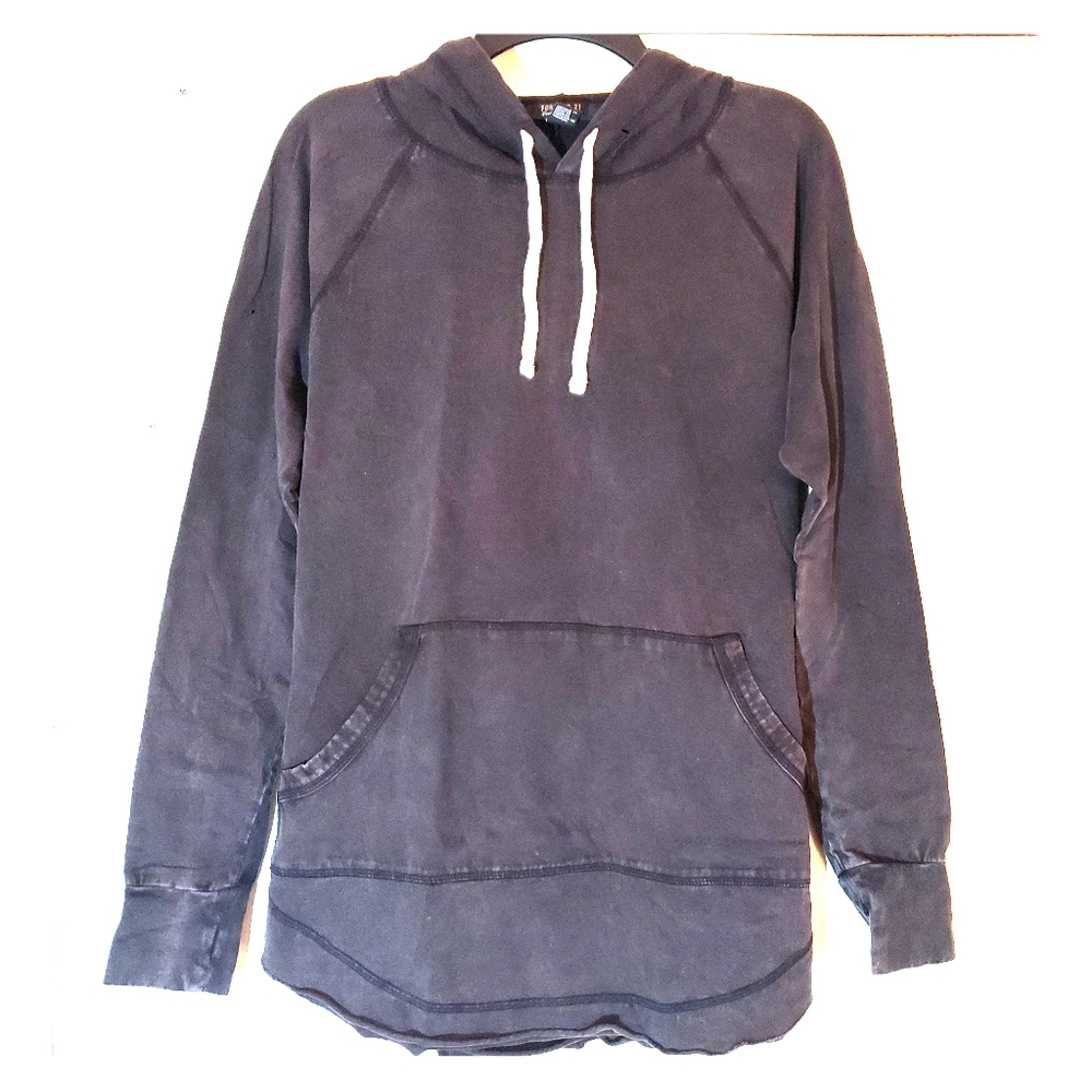 Distressed Wash Charcoal Hoodie Shirt